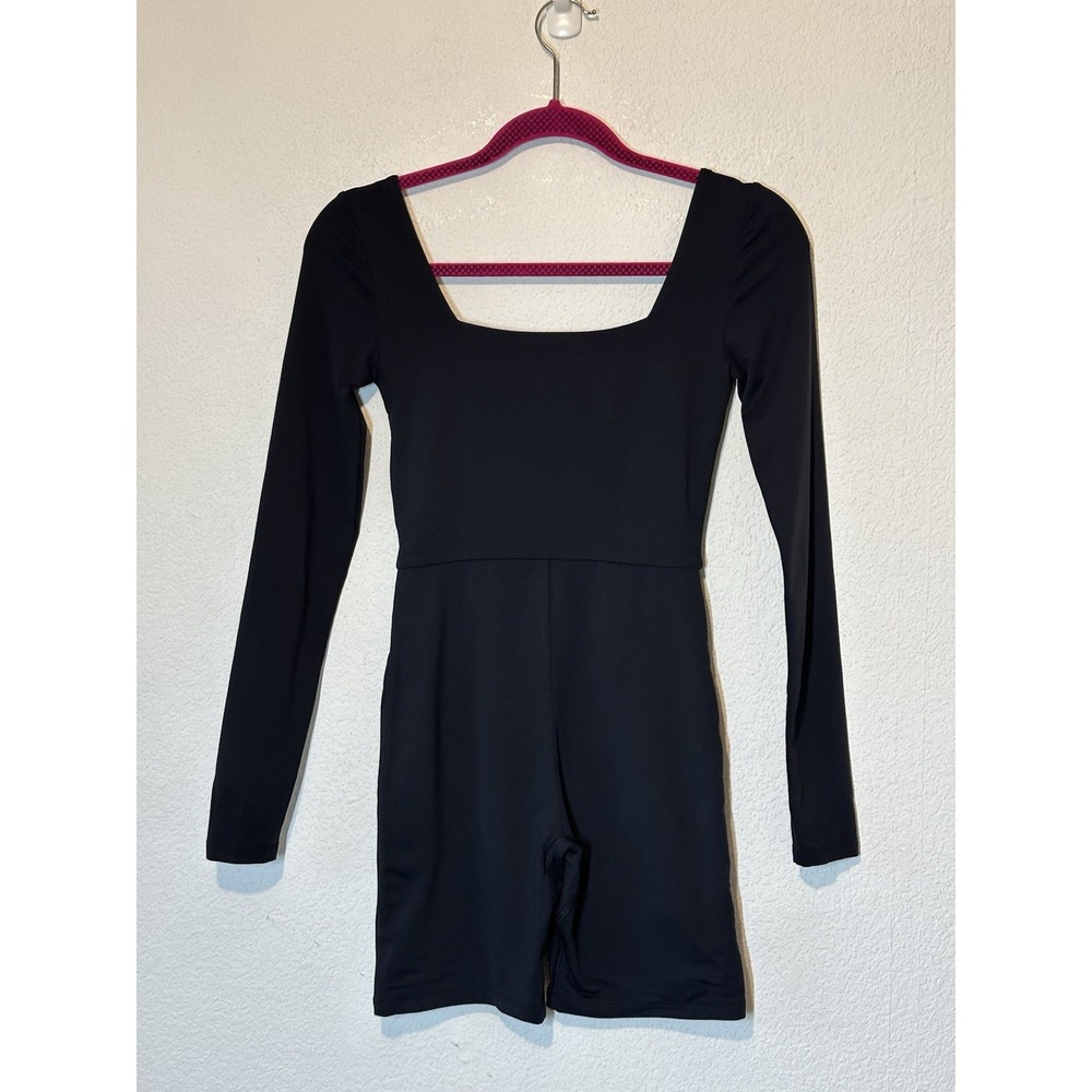 Aritzia Babaton Contour Square Neck Long Sleeve Romper Womens Small Black - Picture 2 of 11